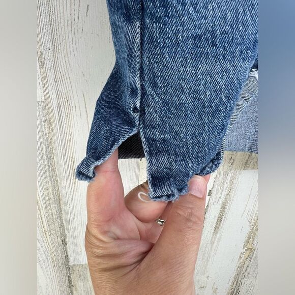 Abercrombie & Fitch The Mom Short High Rise Denim Cut off Shorts W37 Plus sz 24 - Picture 2 of 7